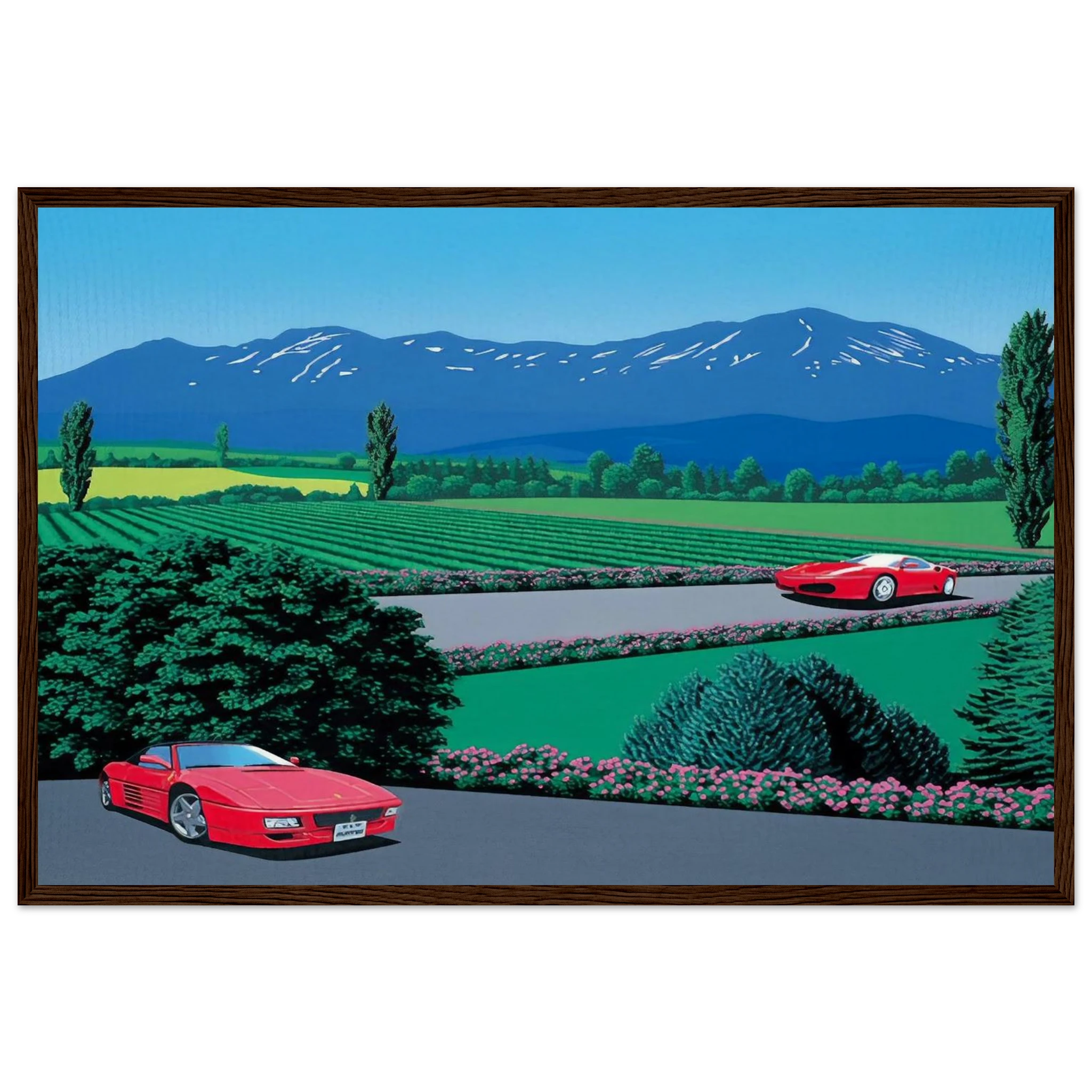 Ferraris traversing the lands Framed Poster | Hiroshi Nagai Framed Prints Wall Art | Hiroshi Nagai Prints