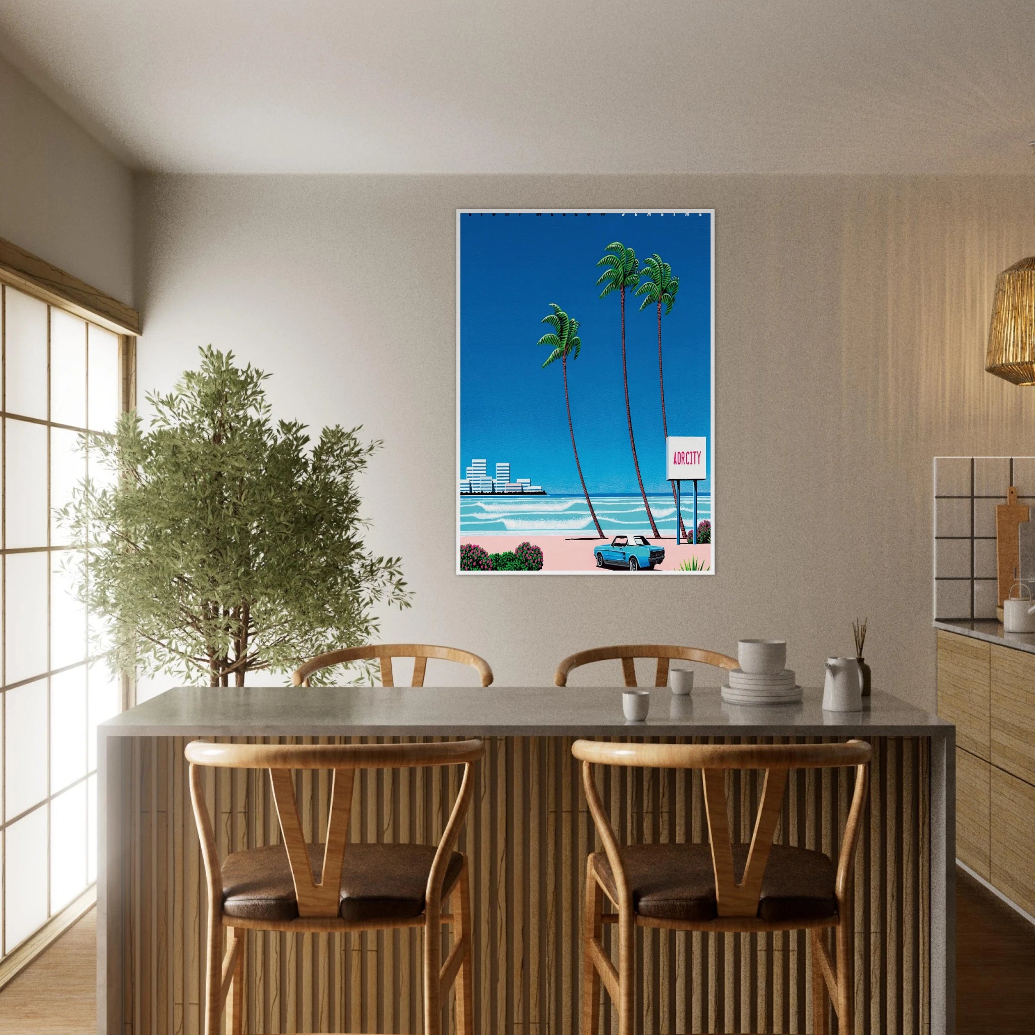 Light Mellow Sealine Framed Poster | Hiroshi Nagai Framed Prints Wall Art | Hiroshi Nagai Prints