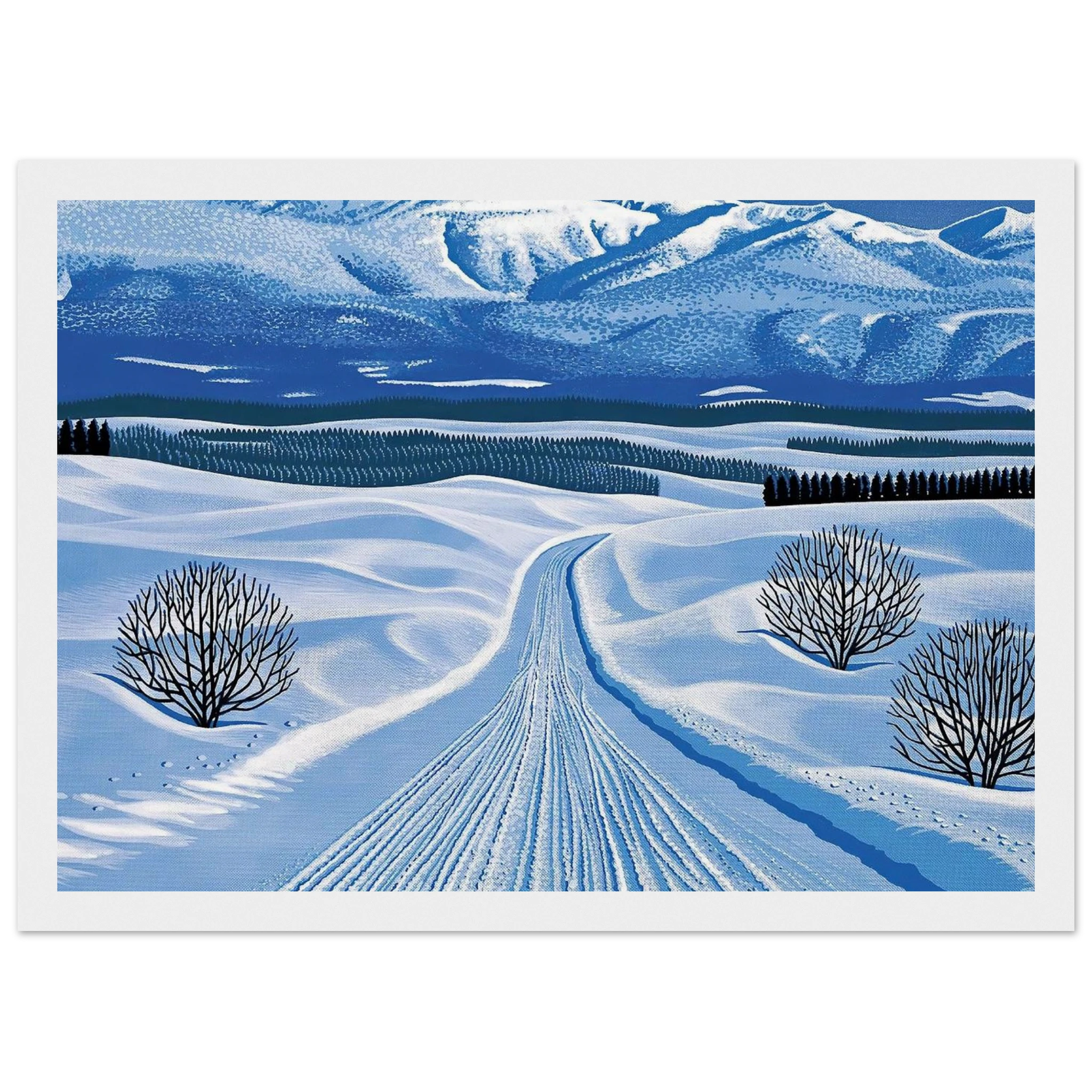 Winter Roads Framed Poster | Hiroshi Nagai Framed Prints Wall Art | Hiroshi Nagai Prints