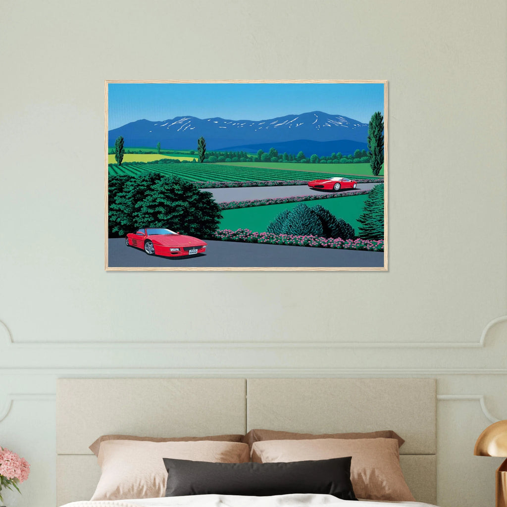 Ferraris traversing the lands Framed Poster | Hiroshi Nagai Framed Prints Wall Art | Hiroshi Nagai Prints