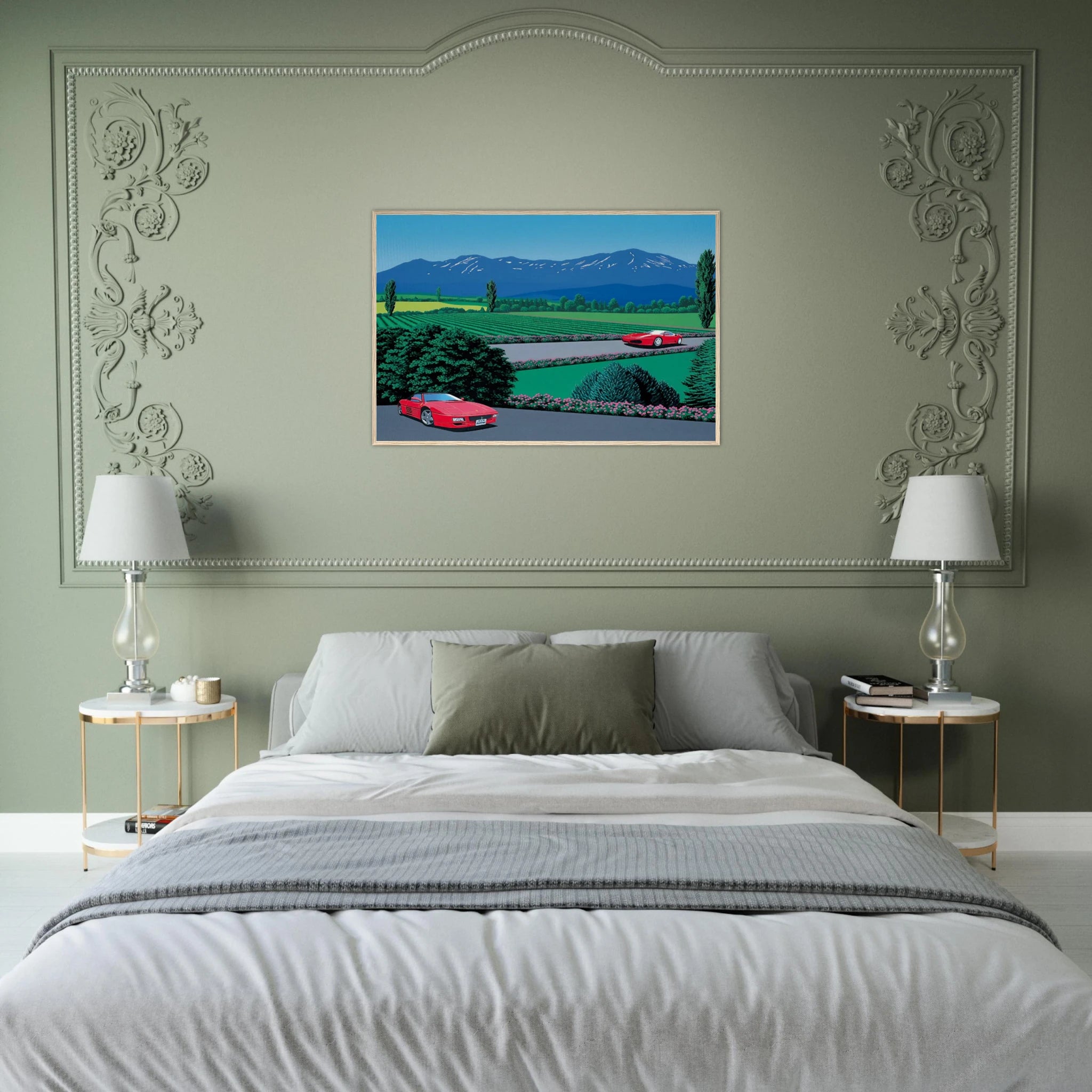 Ferraris traversing the lands Framed Poster | Hiroshi Nagai Framed Prints Wall Art | Hiroshi Nagai Prints