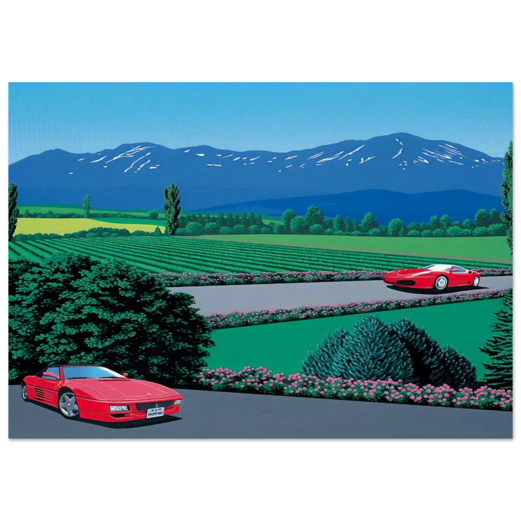 Ferraris traversing the lands Poster | Hiroshi Nagai Poster | Hiroshi Nagai Prints