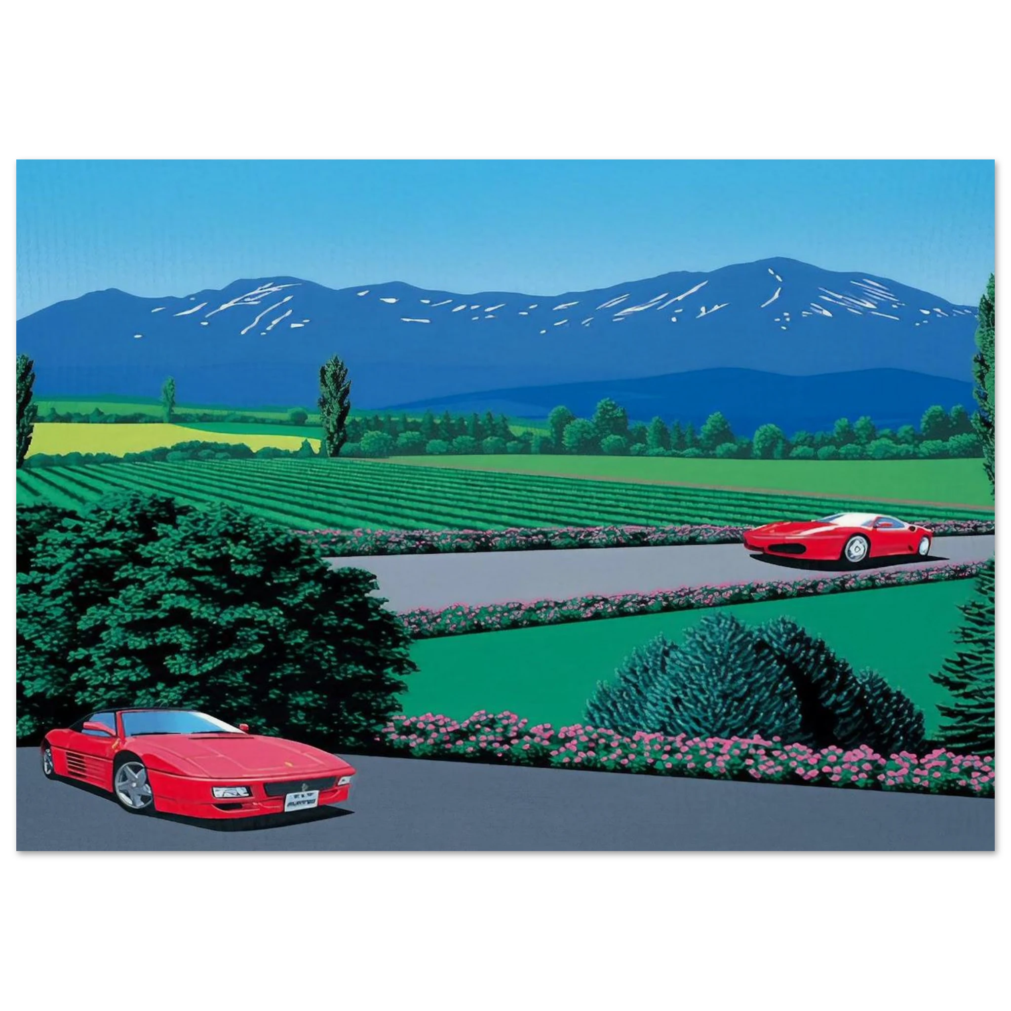 Ferraris traversing the lands Poster | Hiroshi Nagai Poster | Hiroshi Nagai Prints