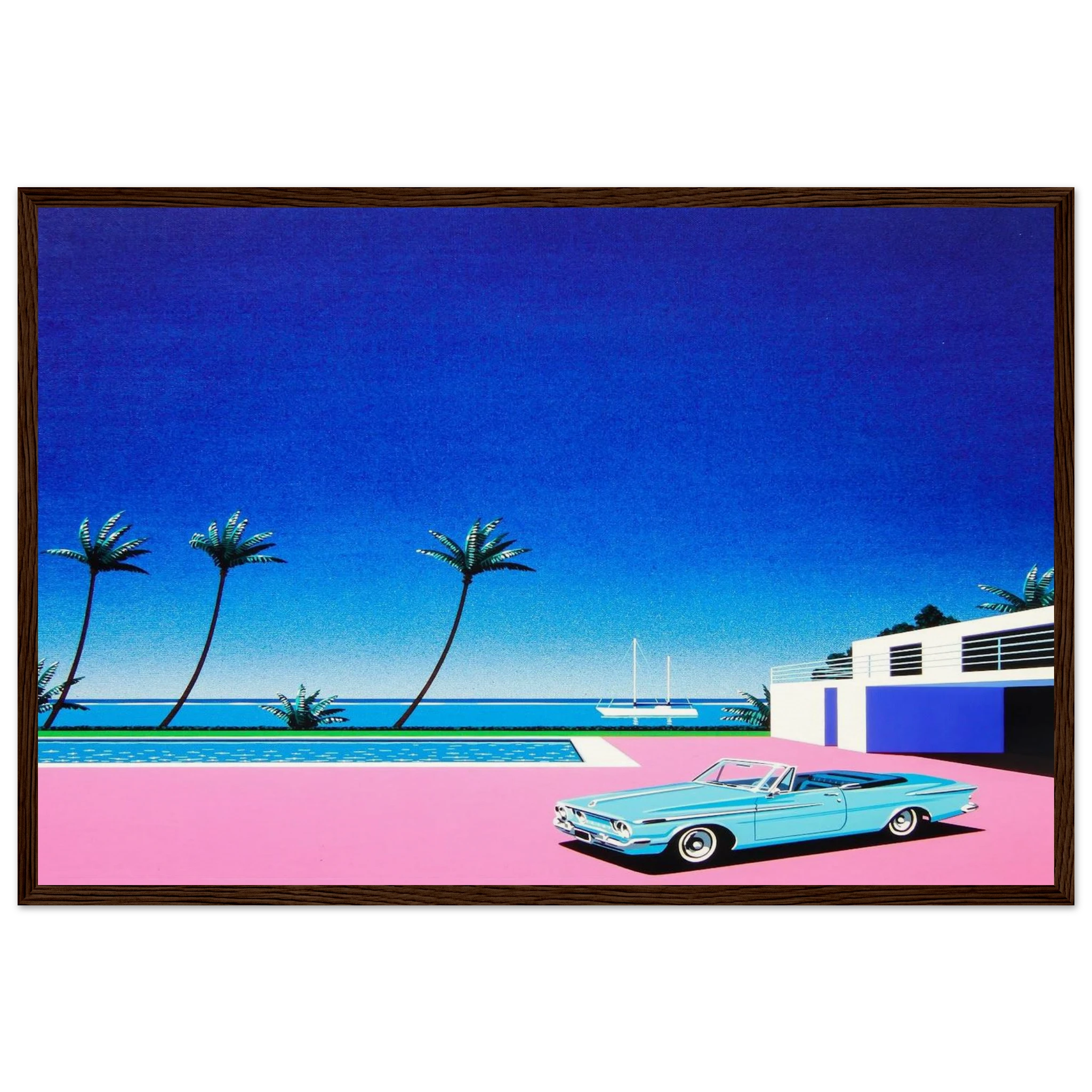 Pink Driveway Framed Poster | Hiroshi Nagai Framed Prints Wall Art | Hiroshi Nagai Prints