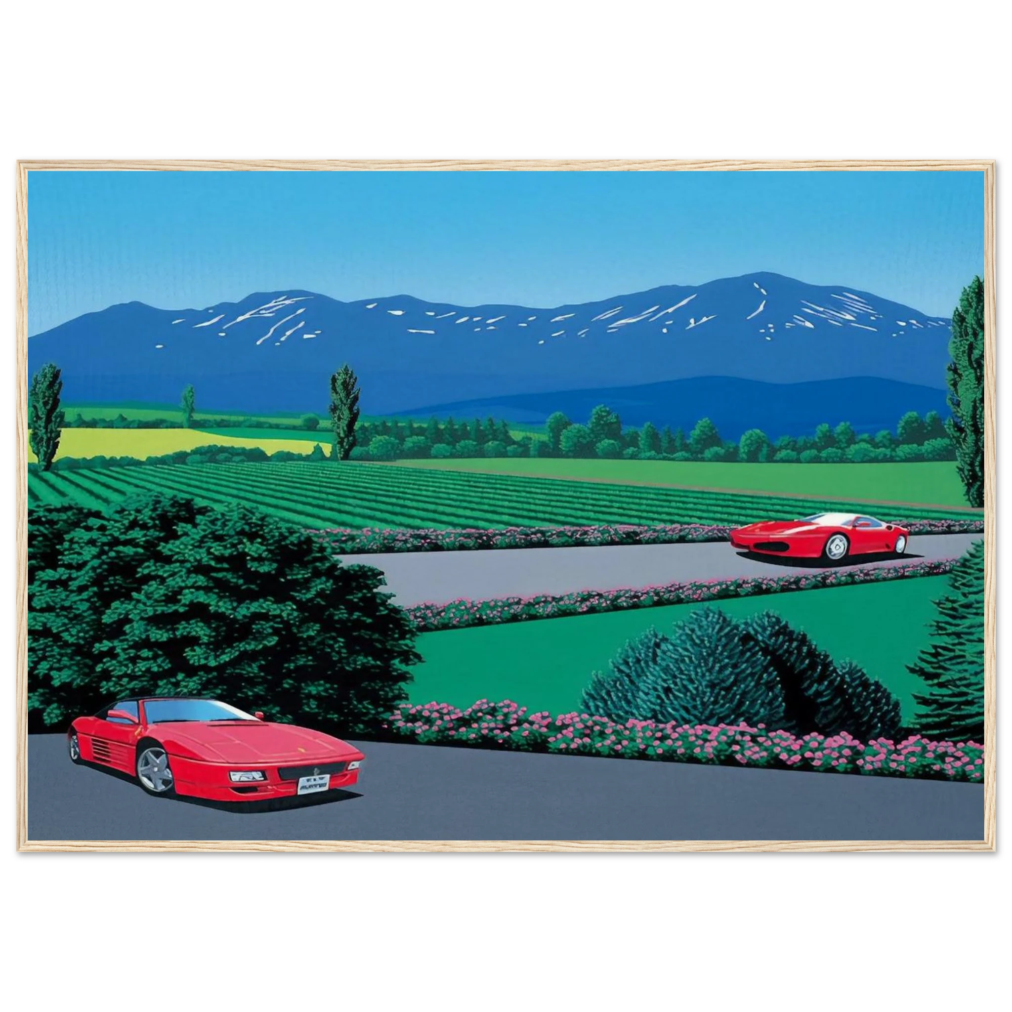 Ferraris traversing the lands Framed Poster | Hiroshi Nagai Framed Prints Wall Art | Hiroshi Nagai Prints