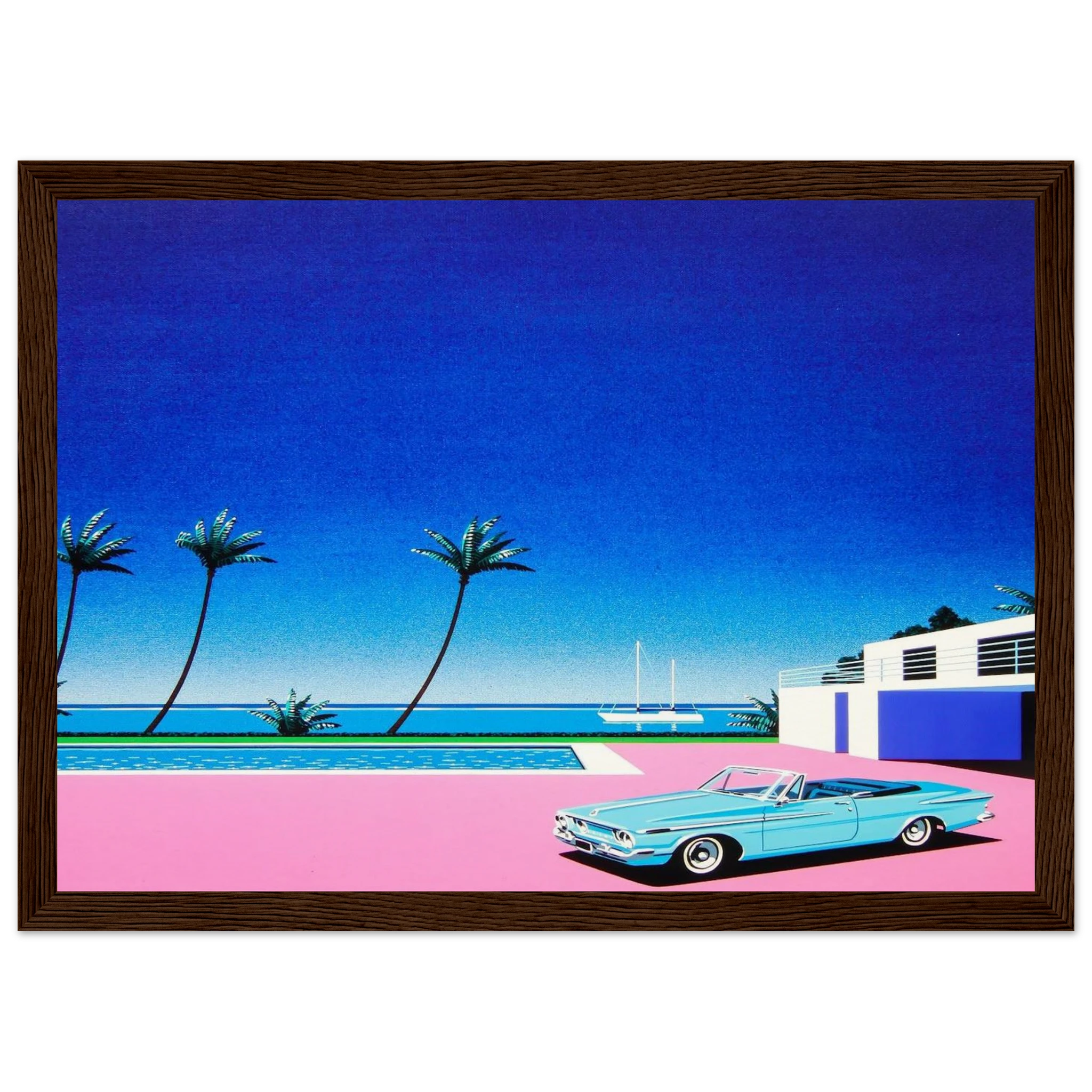Pink Driveway Framed Poster | Hiroshi Nagai Framed Prints Wall Art | Hiroshi Nagai Prints