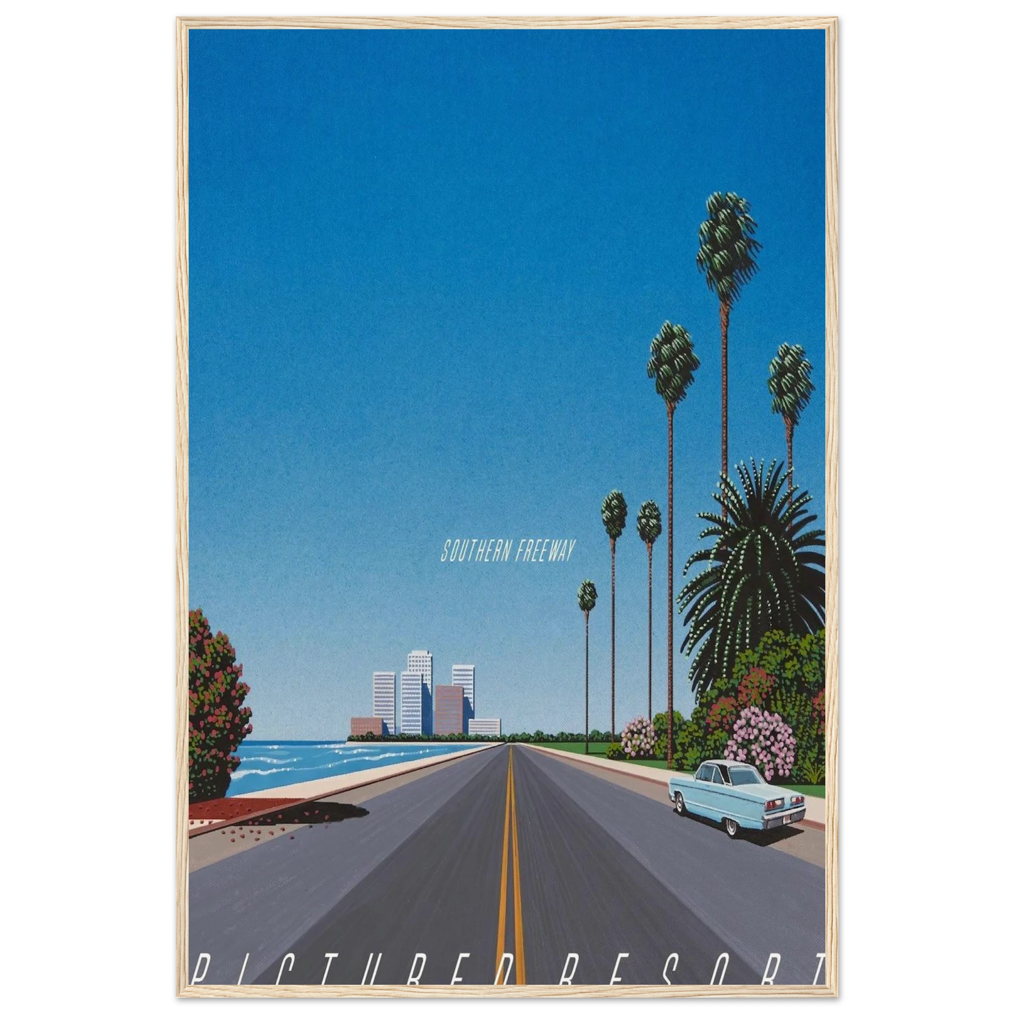Southern Freeway Pictured Resort Framed Poster | Hiroshi Nagai Framed Prints Wall Art | Hiroshi Nagai Prints