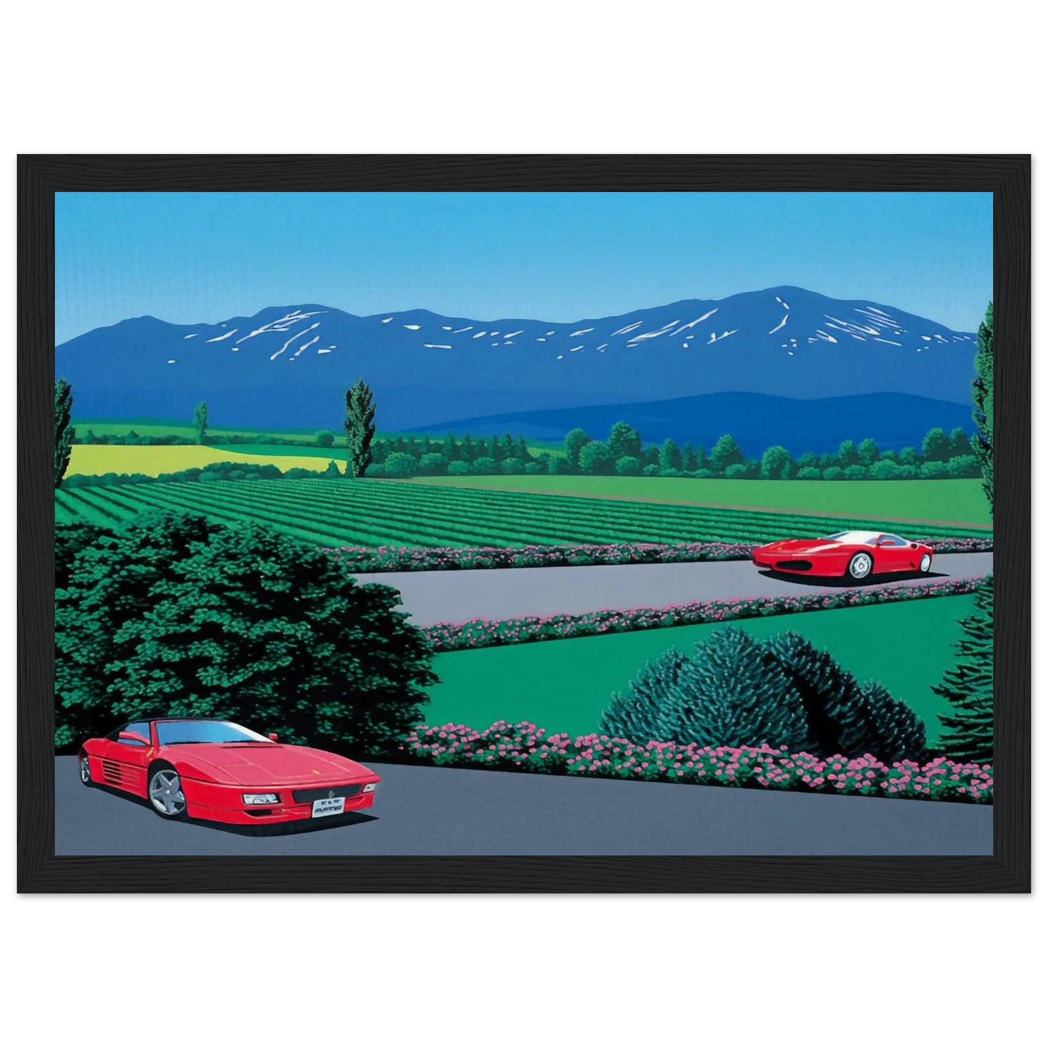 Ferraris traversing the lands Framed Poster | Hiroshi Nagai Framed Prints Wall Art | Hiroshi Nagai Prints