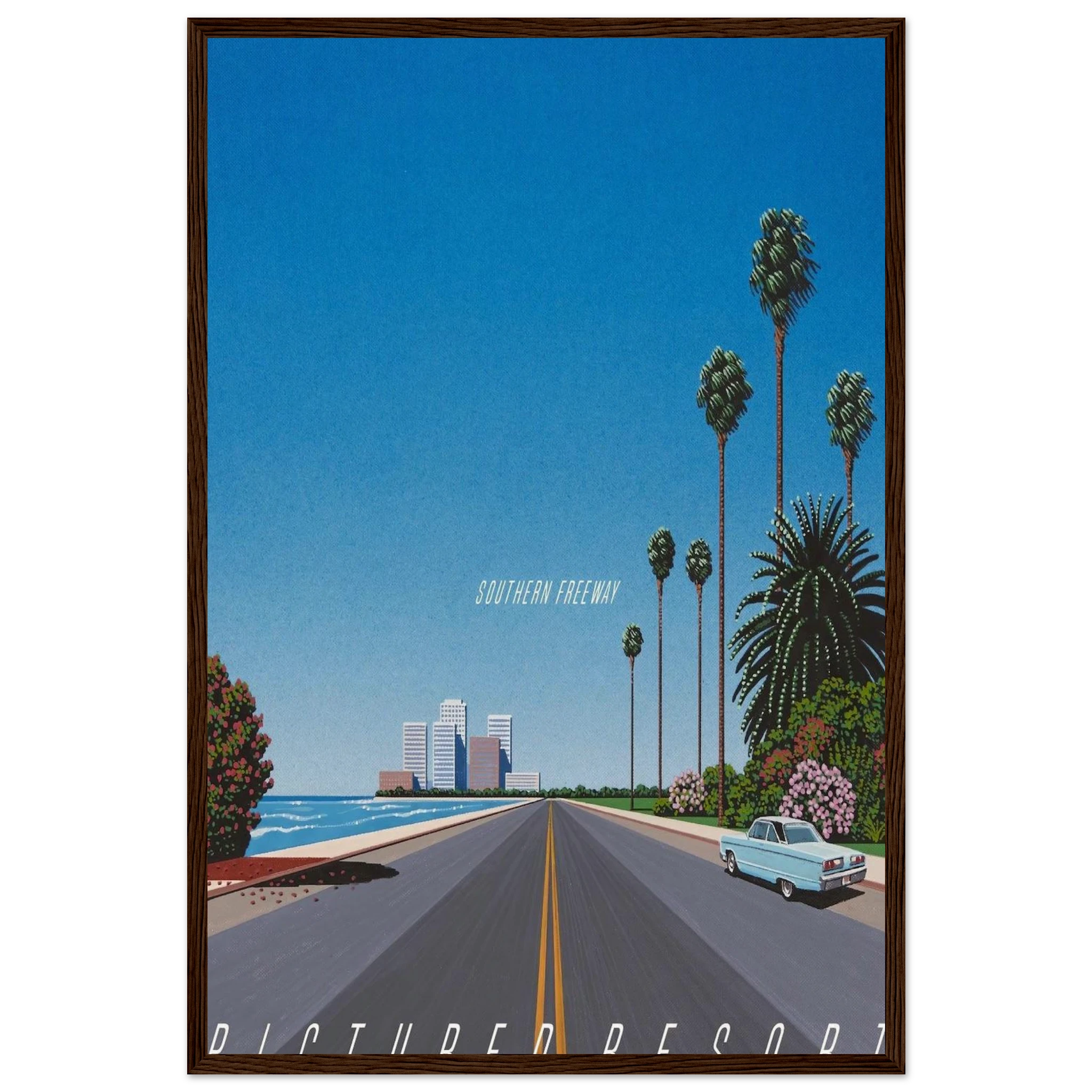 Southern Freeway Pictured Resort Framed Poster | Hiroshi Nagai Framed Prints Wall Art | Hiroshi Nagai Prints