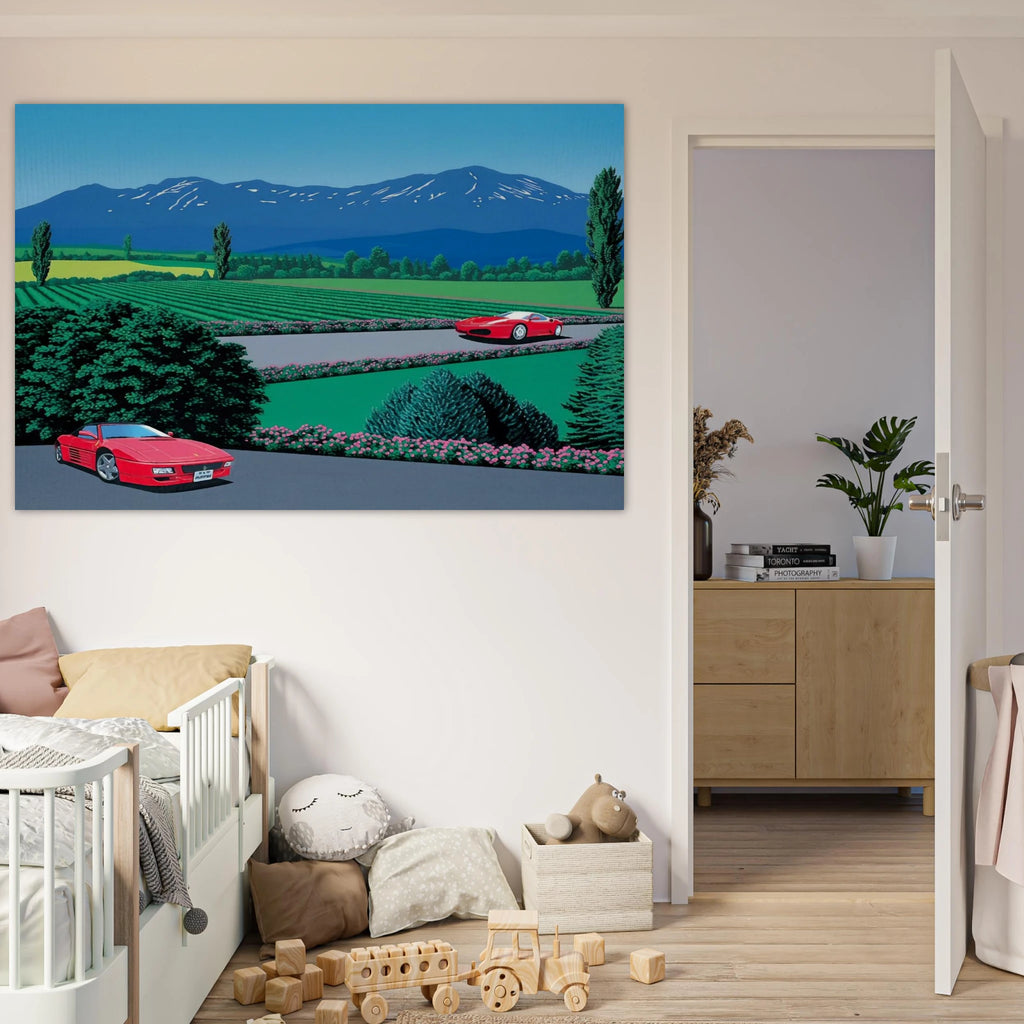 Ferraris traversing the lands Poster | Hiroshi Nagai Poster | Hiroshi Nagai Prints