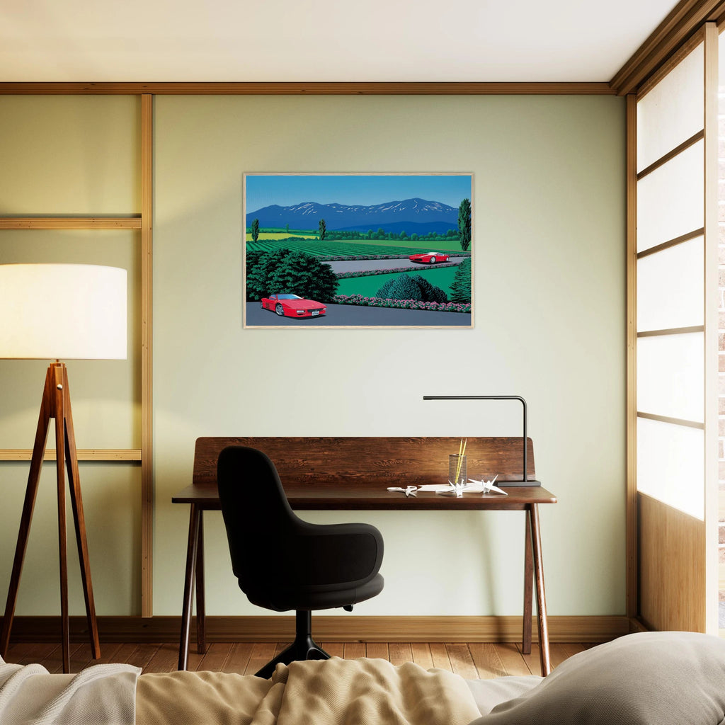 Ferraris traversing the lands Framed Poster | Hiroshi Nagai Framed Prints Wall Art | Hiroshi Nagai Prints