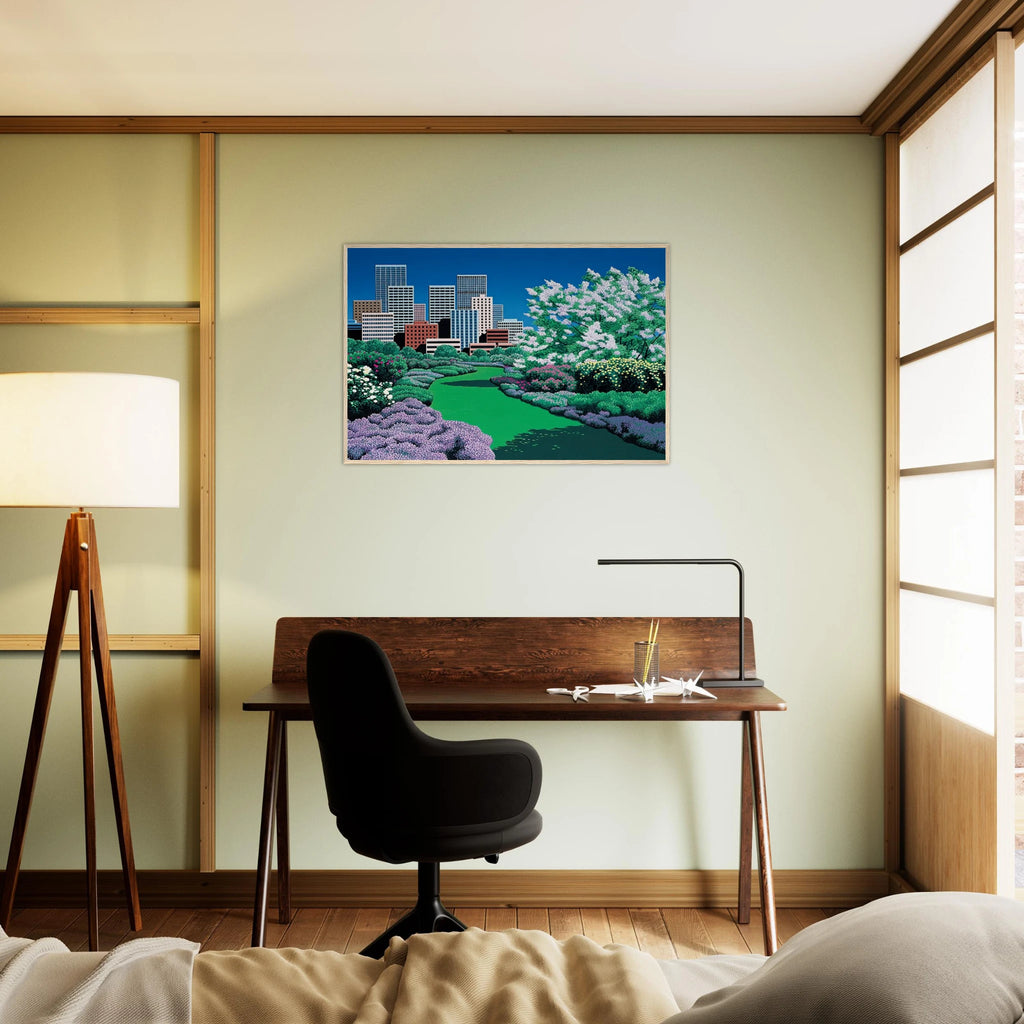 City Garden Framed Poster | Hiroshi Nagai Framed Prints Wall Art | Hiroshi Nagai Prints