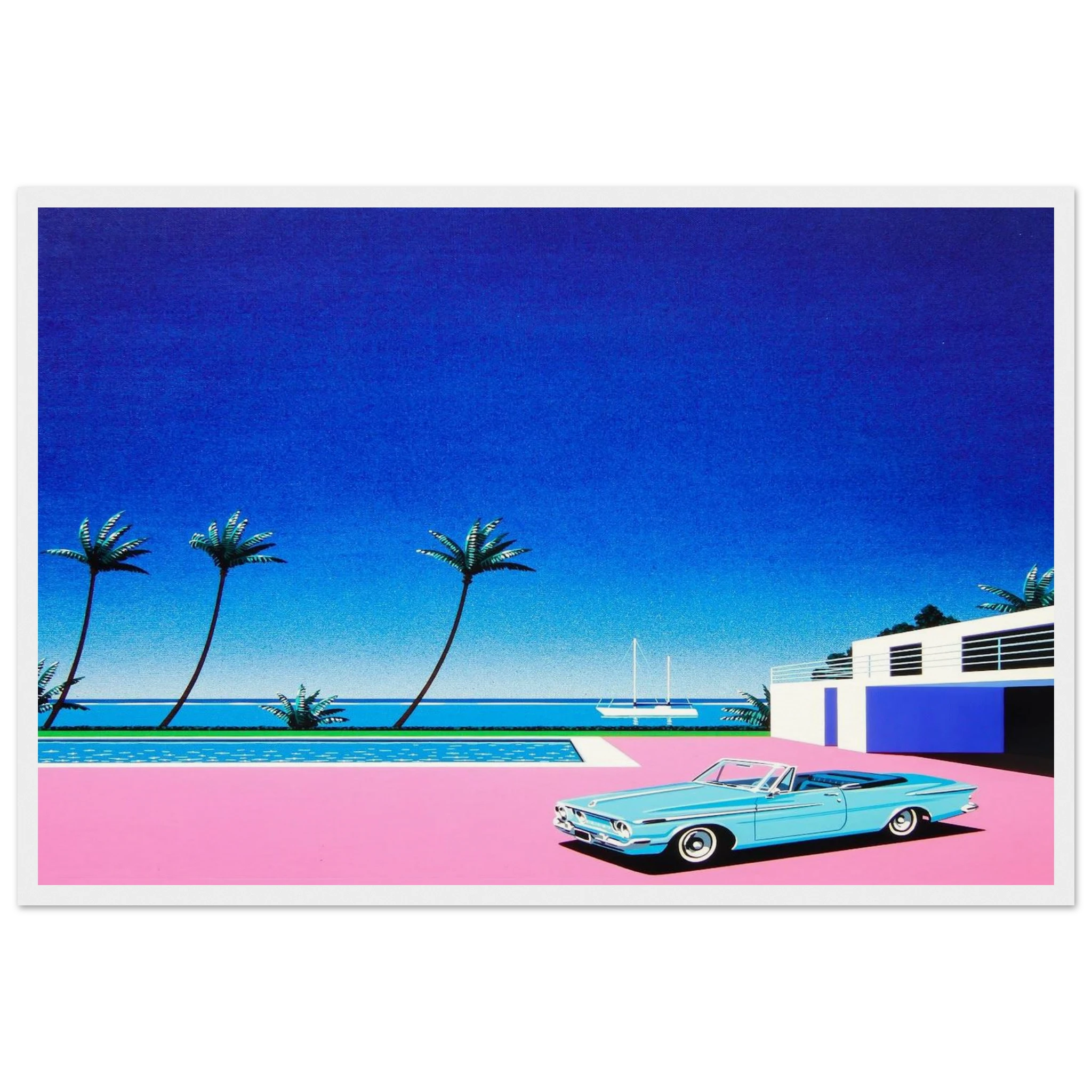 Pink Driveway Framed Poster | Hiroshi Nagai Framed Prints Wall Art | Hiroshi Nagai Prints