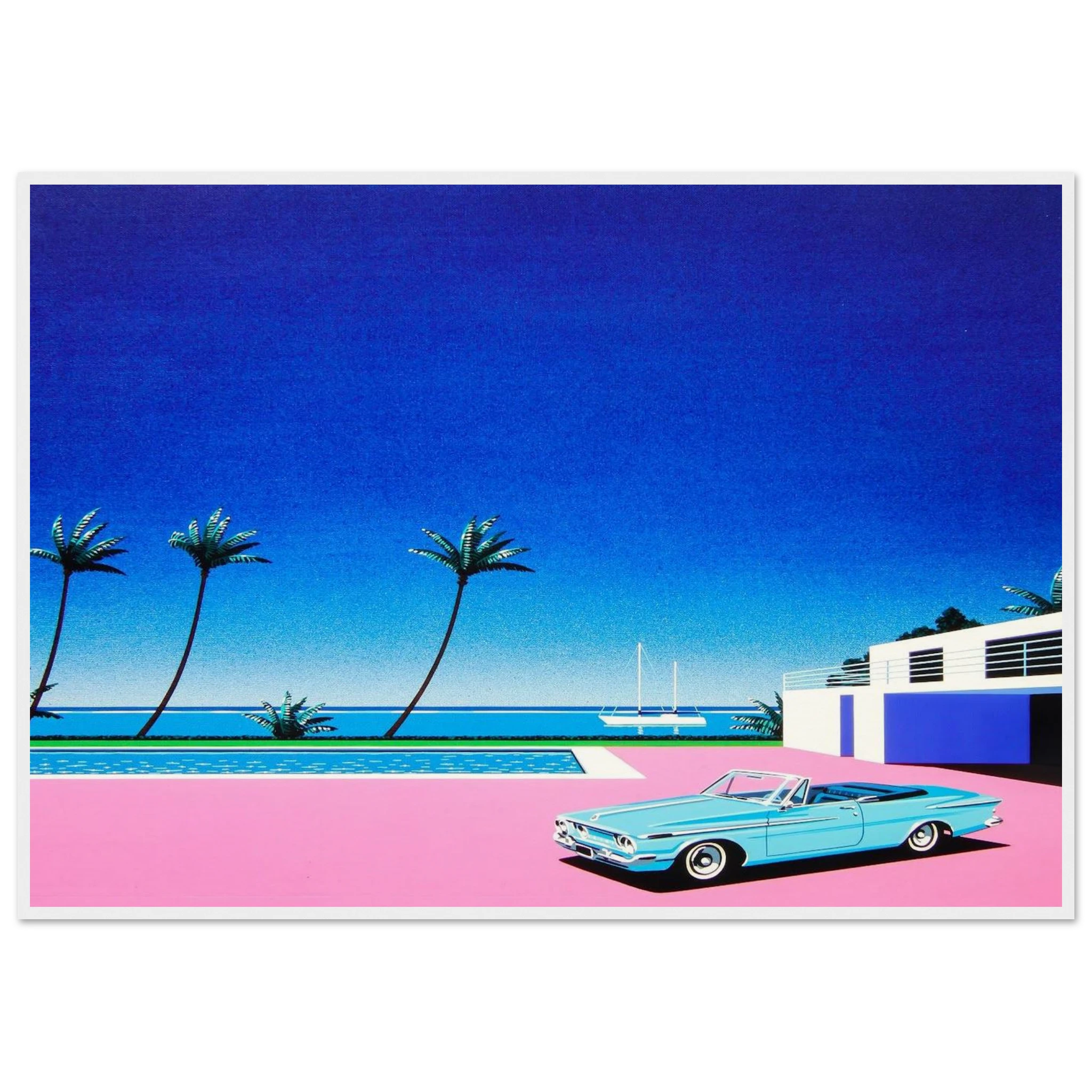 Pink Driveway Framed Poster | Hiroshi Nagai Framed Prints Wall Art | Hiroshi Nagai Prints
