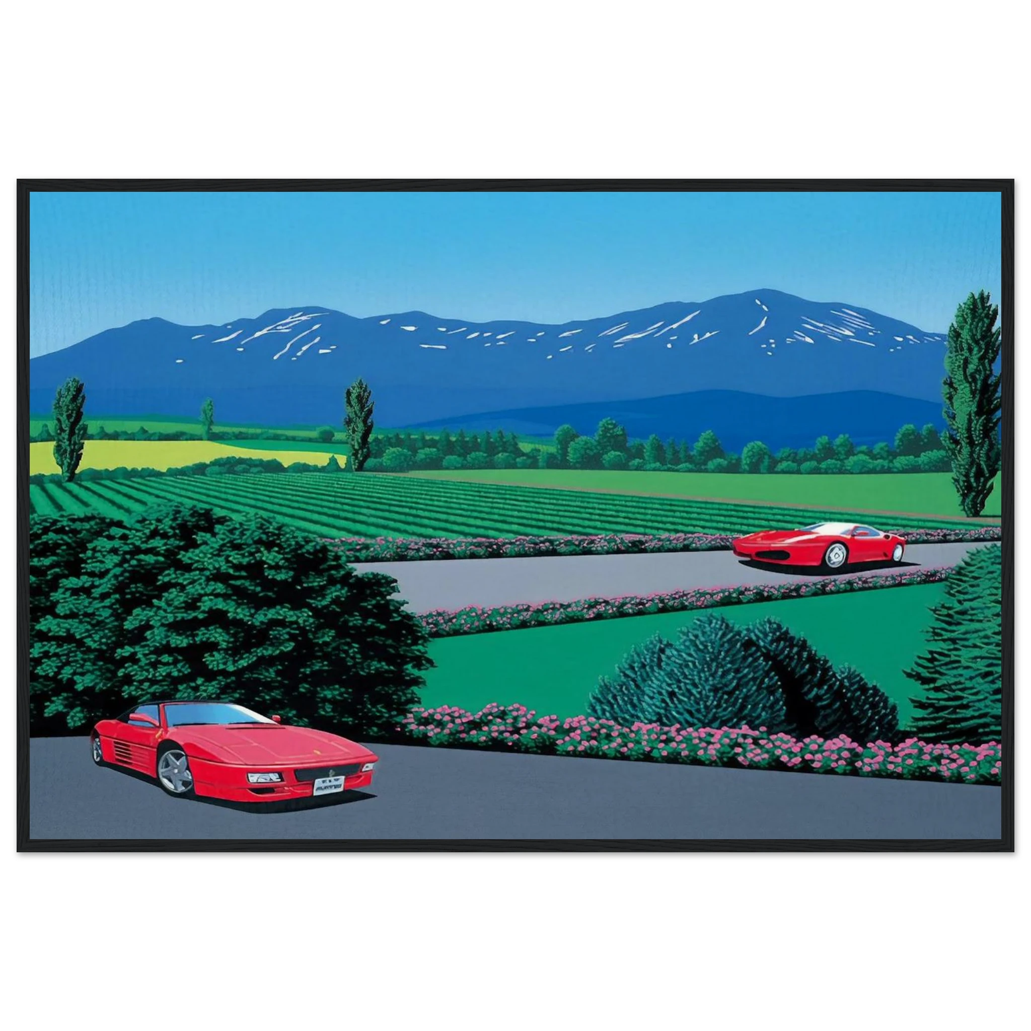 Ferraris traversing the lands Framed Poster | Hiroshi Nagai Framed Prints Wall Art | Hiroshi Nagai Prints