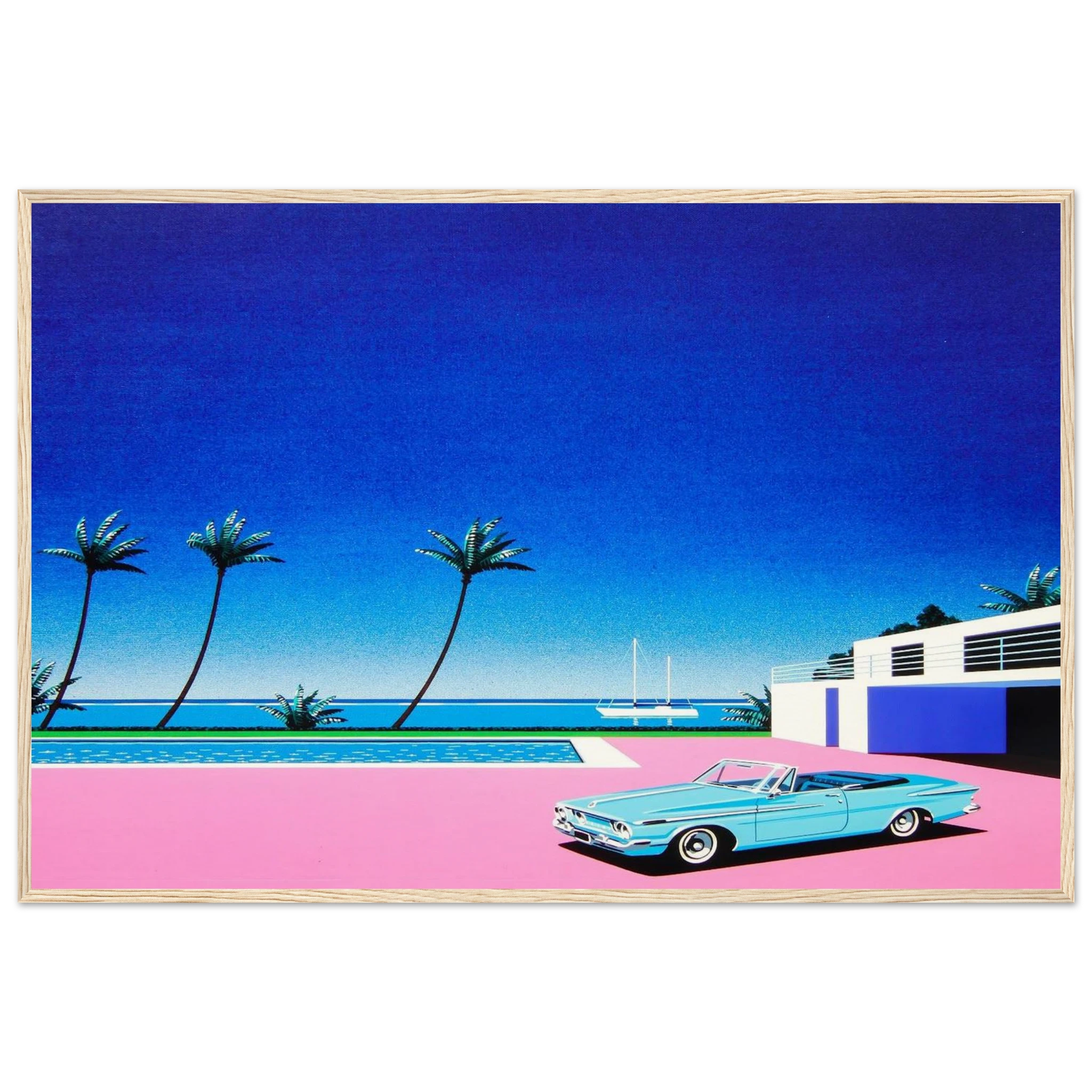 Pink Driveway Framed Poster | Hiroshi Nagai Framed Prints Wall Art | Hiroshi Nagai Prints