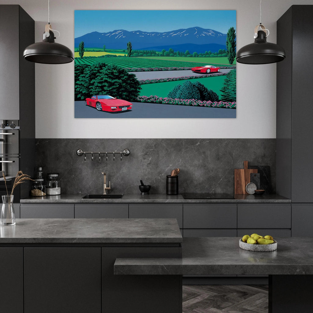 Ferraris traversing the lands Poster | Hiroshi Nagai Poster | Hiroshi Nagai Prints