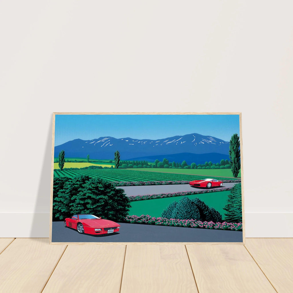 Ferraris traversing the lands Framed Poster | Hiroshi Nagai Framed Prints Wall Art | Hiroshi Nagai Prints
