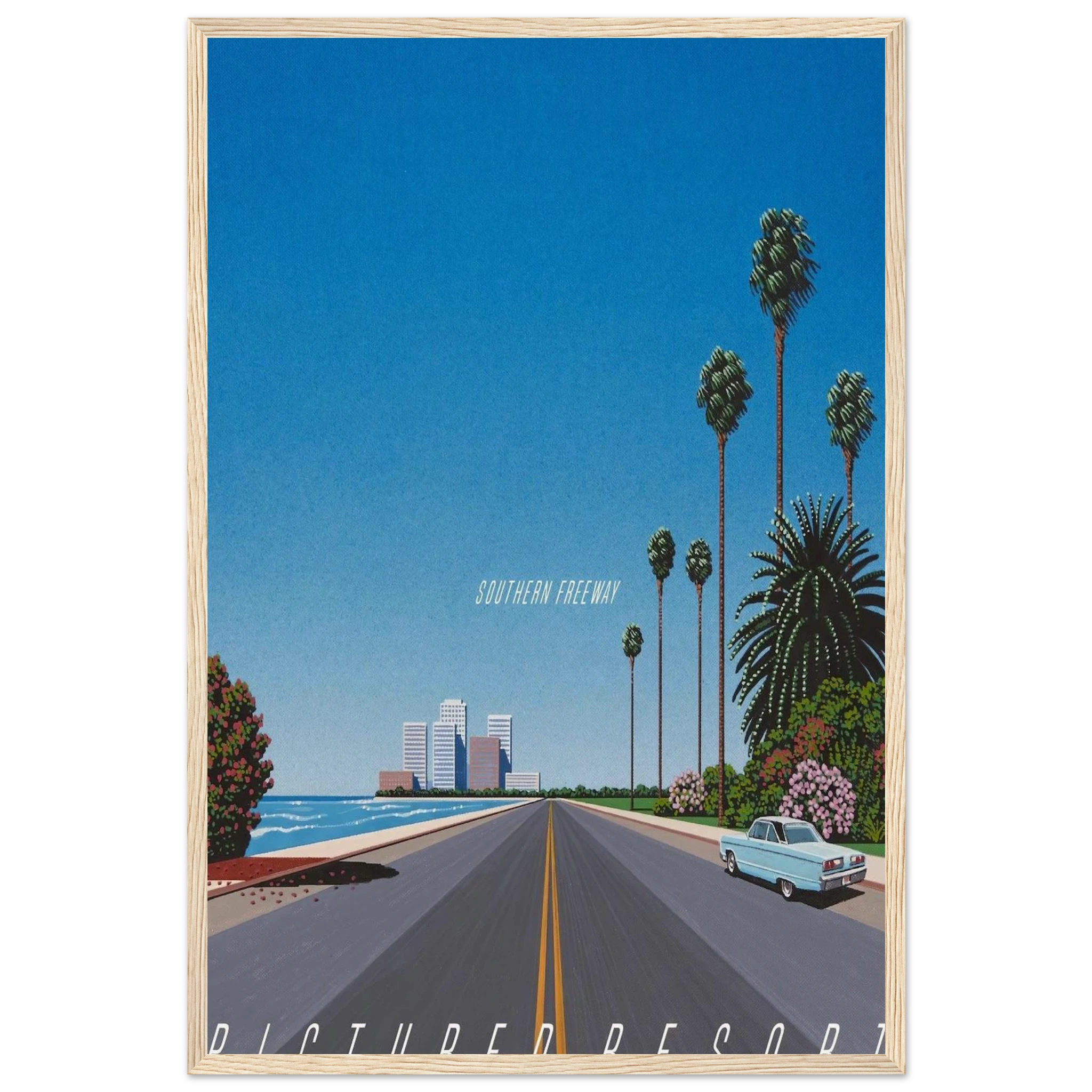 Southern Freeway Pictured Resort Framed Poster | Hiroshi Nagai Framed Prints Wall Art | Hiroshi Nagai Prints