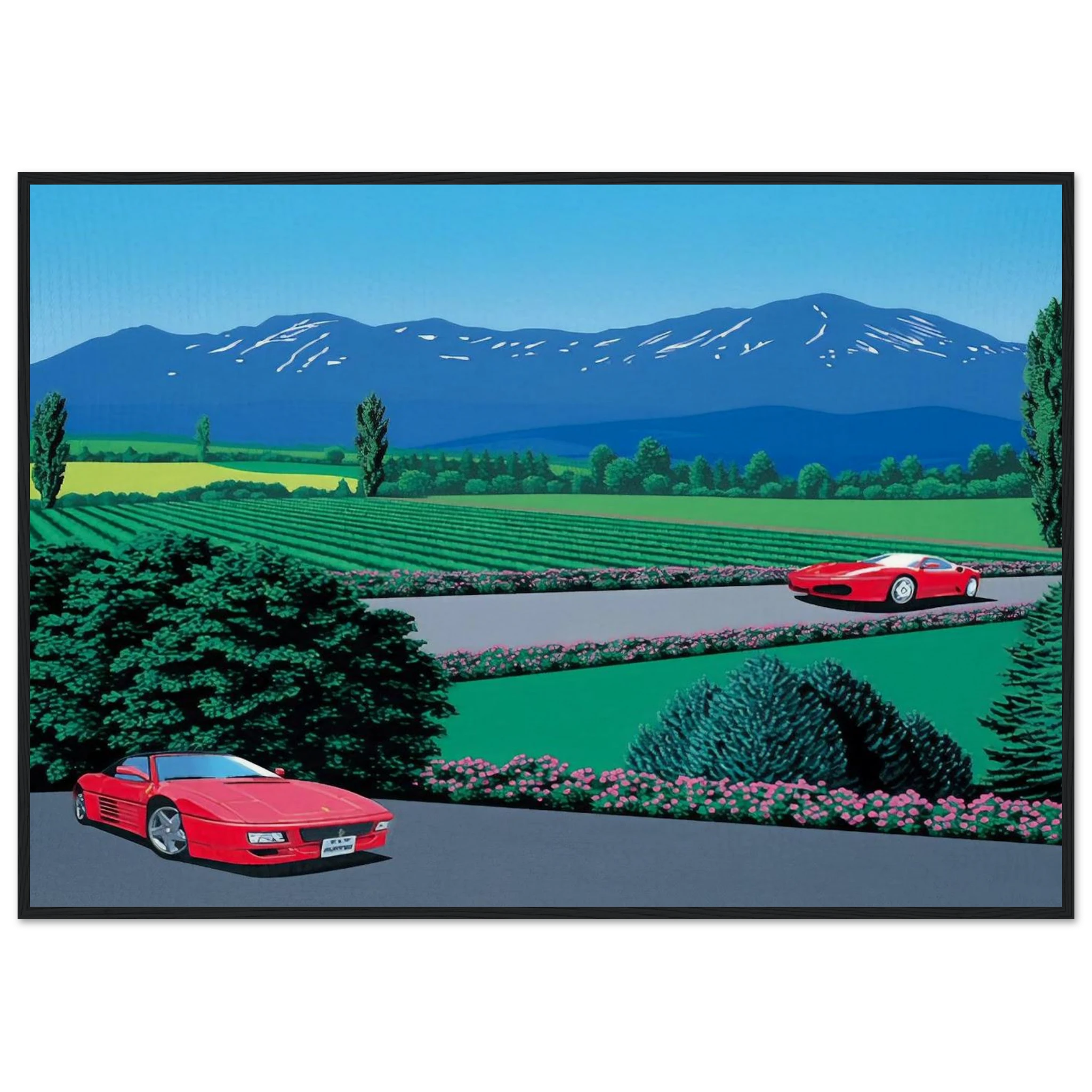 Ferraris traversing the lands Framed Poster | Hiroshi Nagai Framed Prints Wall Art | Hiroshi Nagai Prints