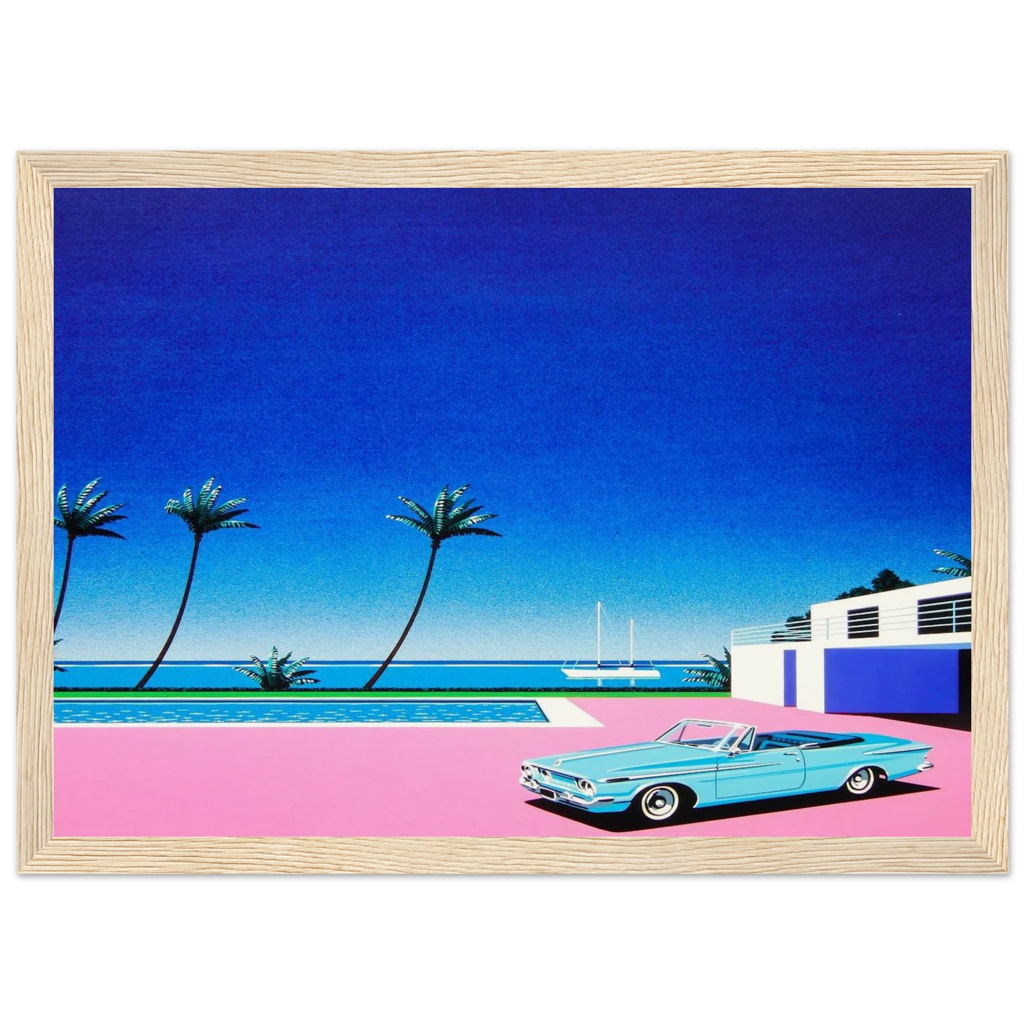 Pink Driveway Framed Poster | Hiroshi Nagai Framed Prints Wall Art | Hiroshi Nagai Prints
