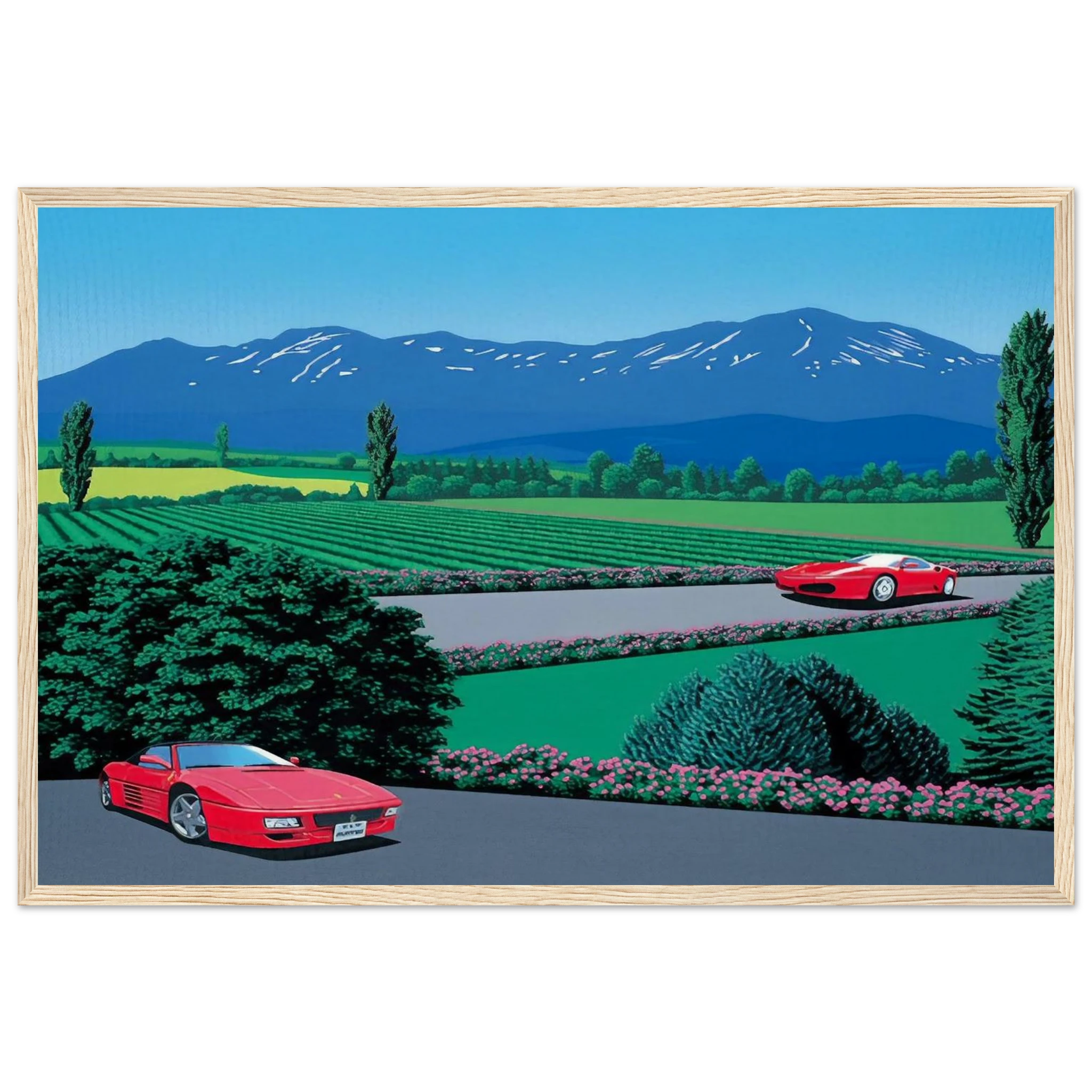Ferraris traversing the lands Framed Poster | Hiroshi Nagai Framed Prints Wall Art | Hiroshi Nagai Prints