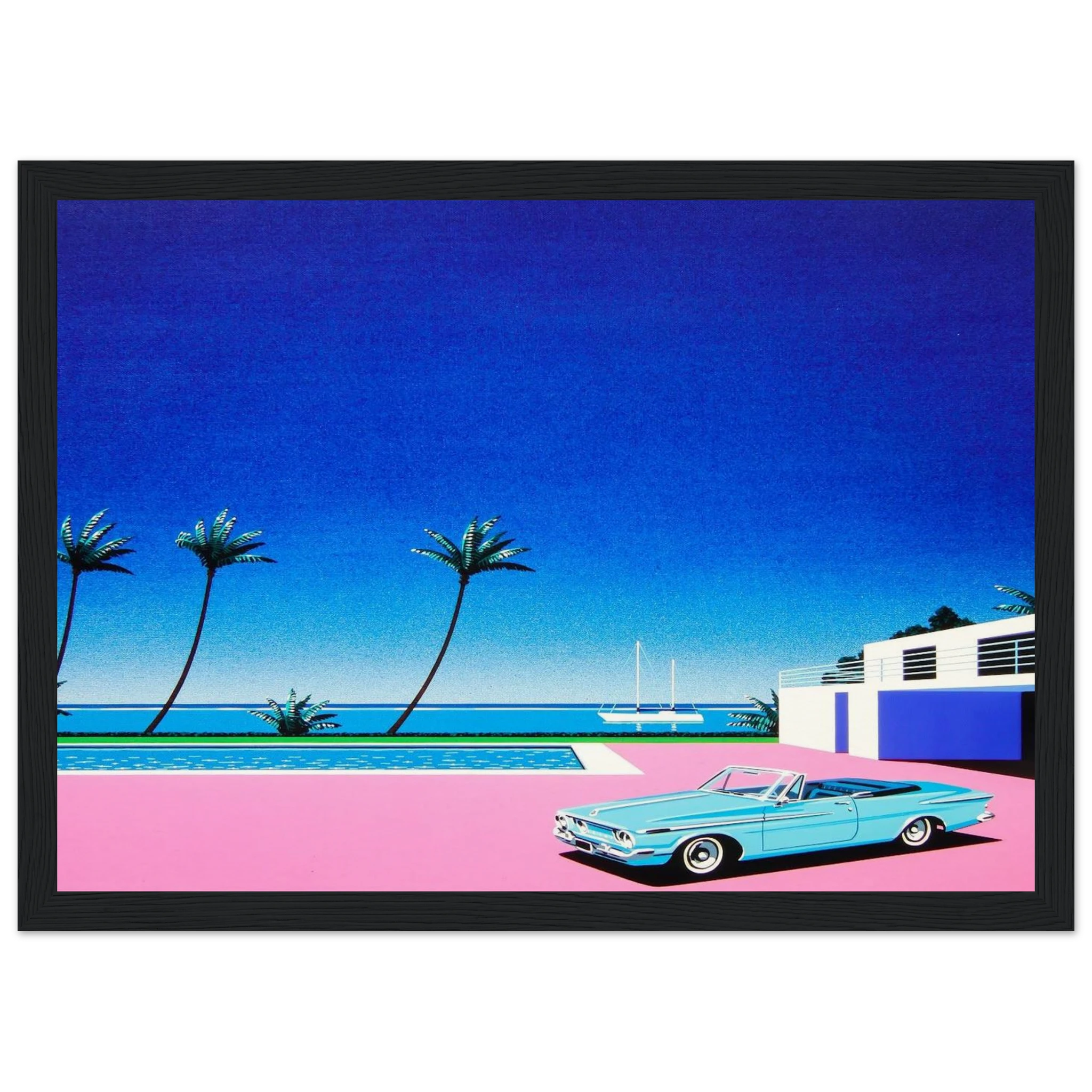 Pink Driveway Framed Poster | Hiroshi Nagai Framed Prints Wall Art | Hiroshi Nagai Prints