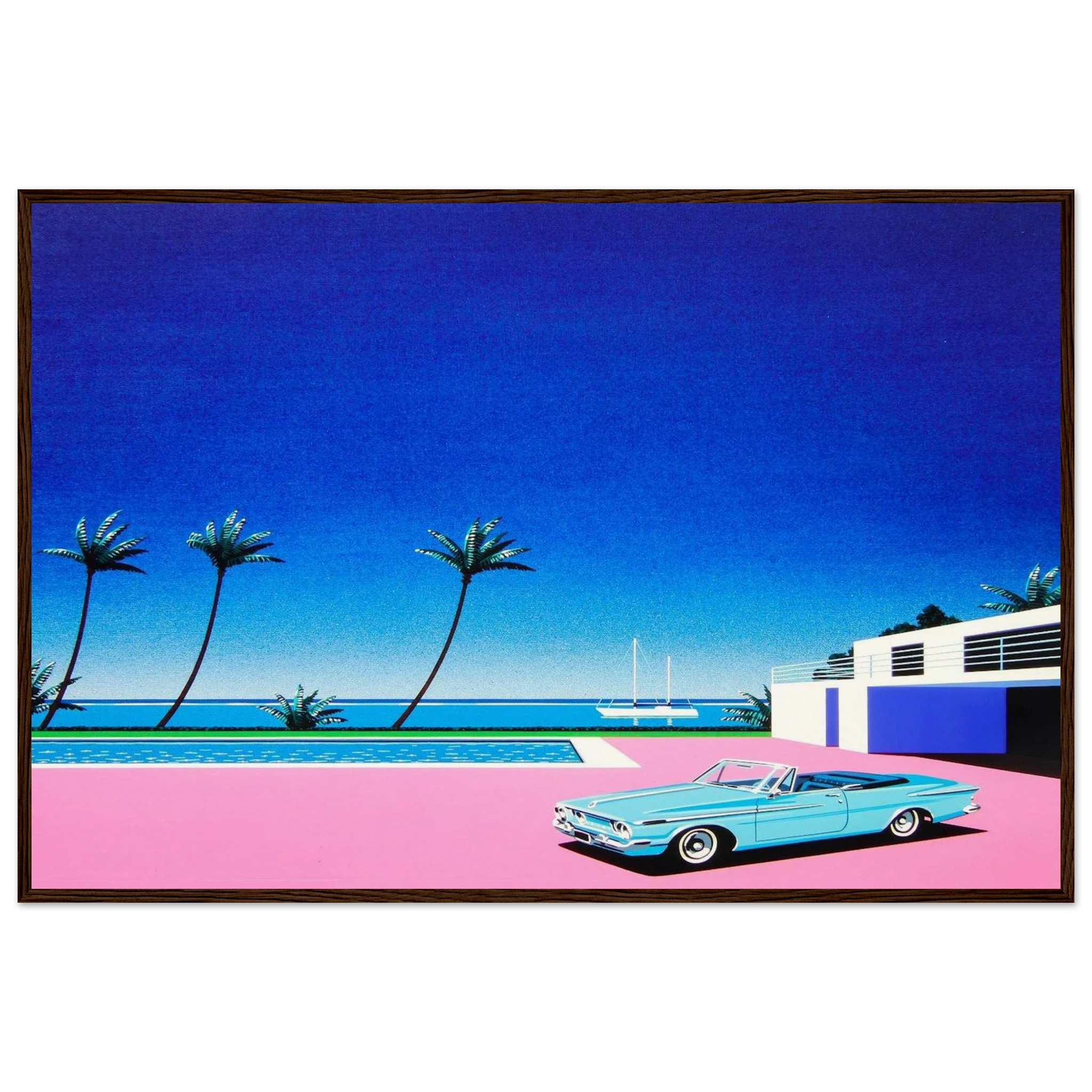 Pink Driveway Framed Poster | Hiroshi Nagai Framed Prints Wall Art | Hiroshi Nagai Prints