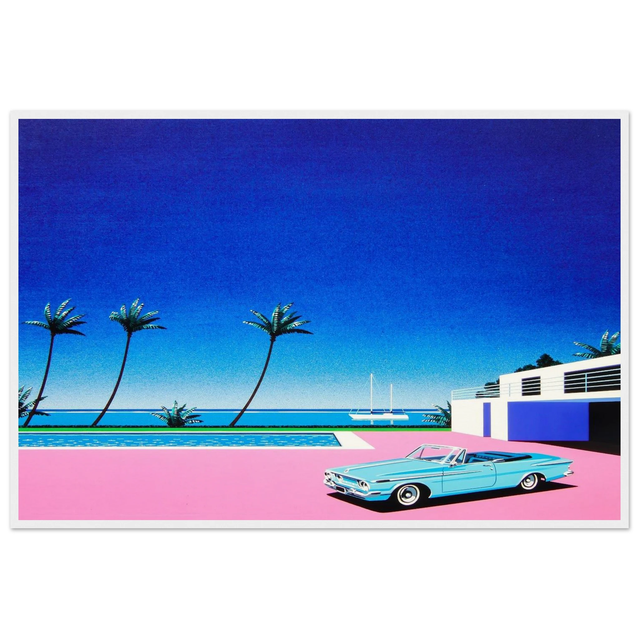 Pink Driveway Framed Poster | Hiroshi Nagai Framed Prints Wall Art | Hiroshi Nagai Prints